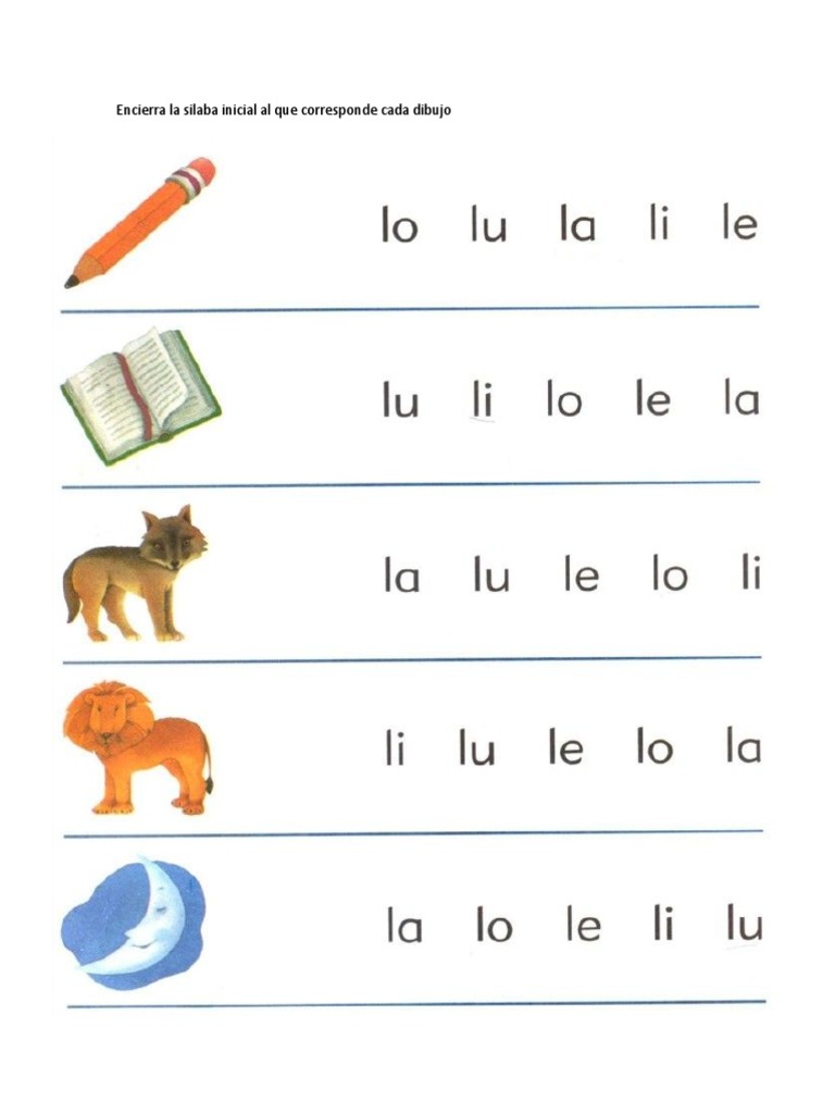 Une Palabra Y Dibujo La Le Li Lo Lu Worksheet Live, 55% OFF