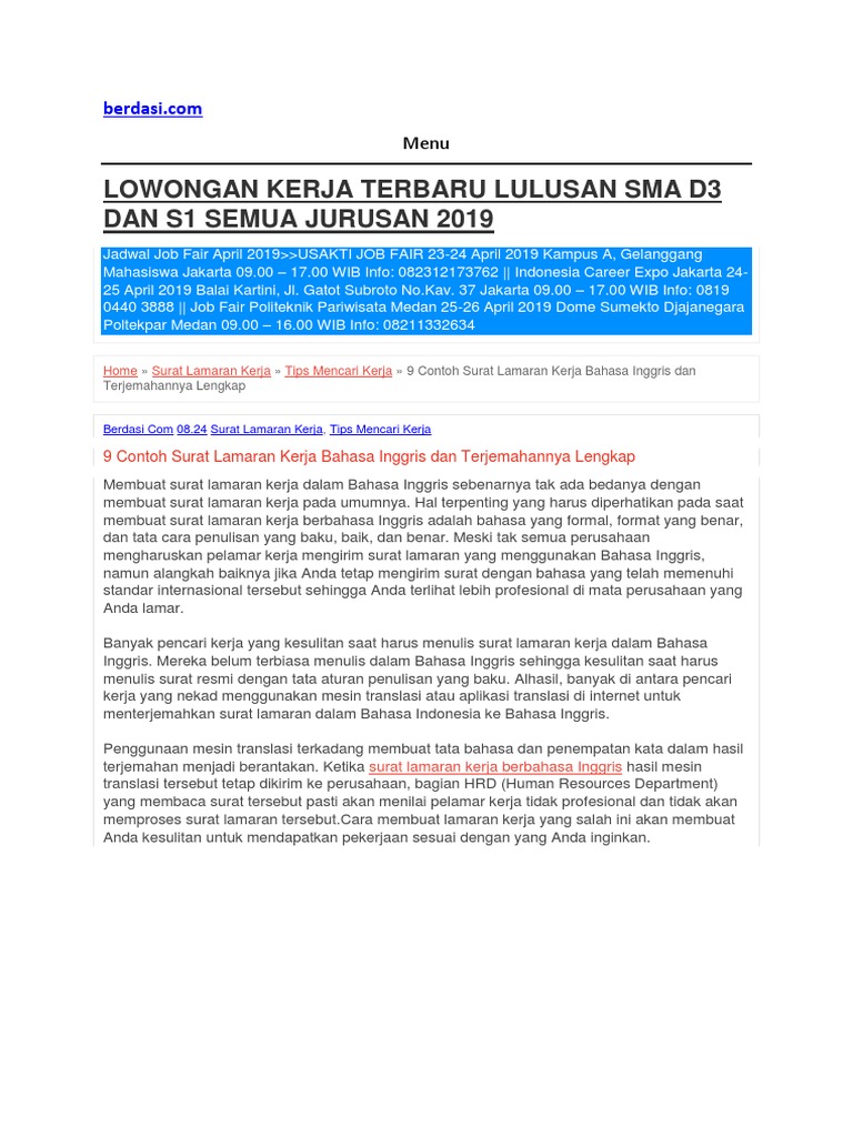 Contoh Surat Lamaran Job Fair 2018 - Kumpulan Contoh Gambar