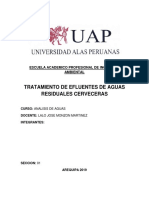 Tratamiento de Los Efluentes de Las Aguas Residuales de Cerveceria