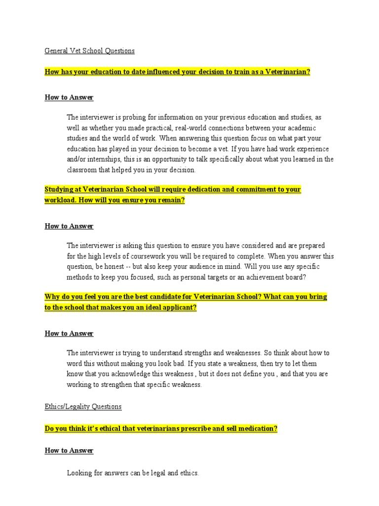 Interview Questions PDF Veterinary Physician Pharmacy