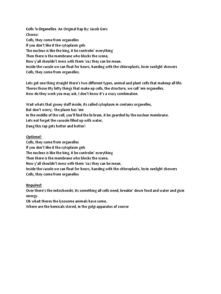 Cell Rap for Science Students | PDF