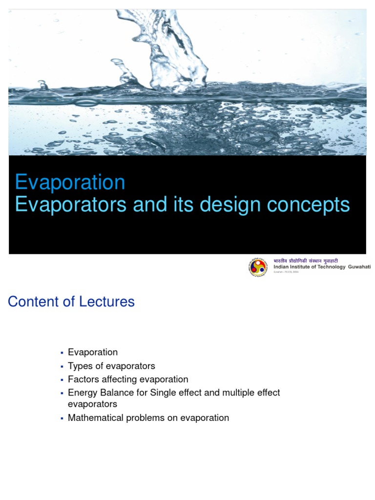Evaporation Evaporators and Its Design Concepts PDF Evaporation