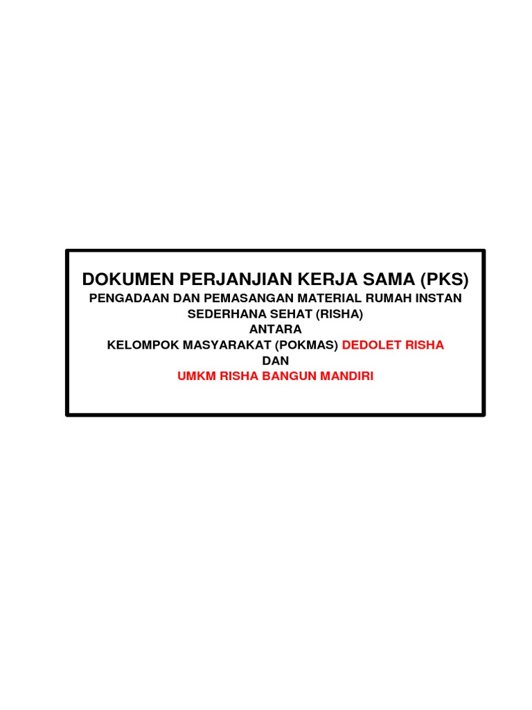 Kerja Sama Pemasangan RISHA Mandiri | PDF | Pengelolaan Keuangan & Uang