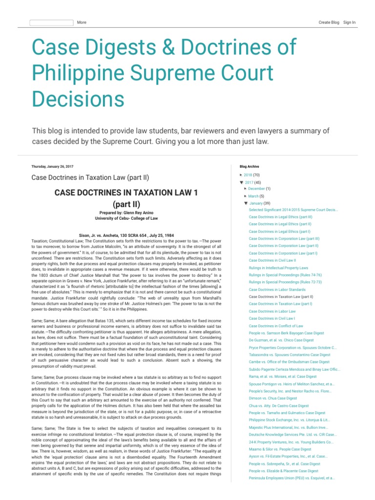 Case Digests & Doctrines of Philippine Supreme Court Decisions - Case ...