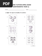 Home Tuition April Exam (Mathematic Year 1) : Count The Objects and Write The Numbers