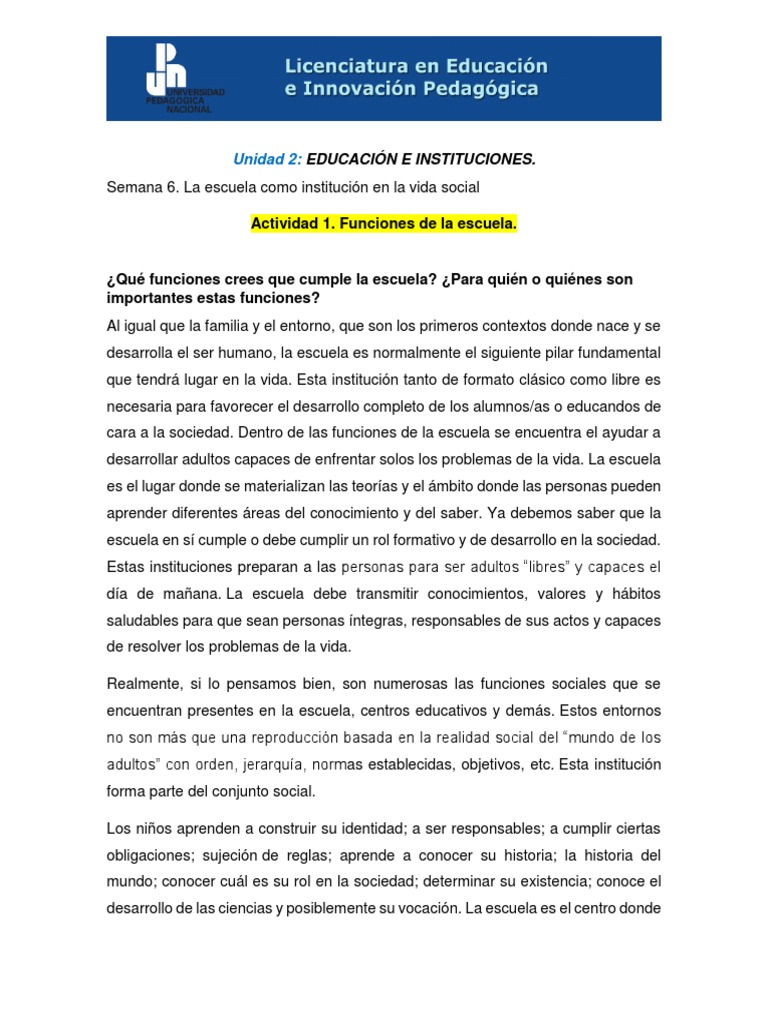 Funciones de la Escuela en la Sociedad | PDF | Maestros | Plan de estudios