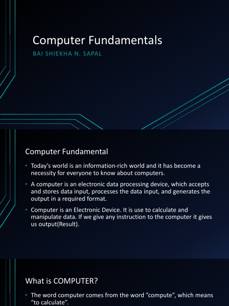 Computer Fundamentals: Bai Shiekha N. Sapal | PDF | Computers