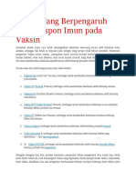 Faktor Yang Berpengaruh Pada Respon Imun Pada Vaksin