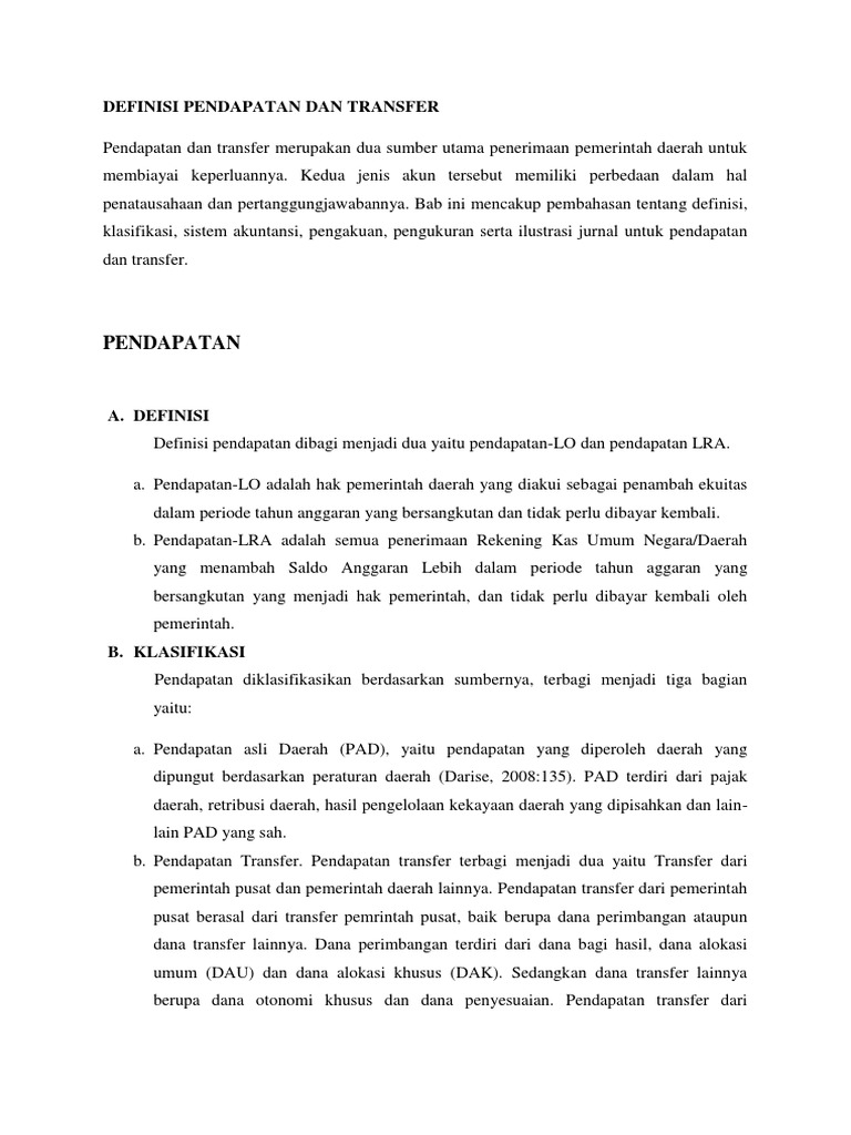 Pendapatan Definisi Pendapatan Dan Transfer
