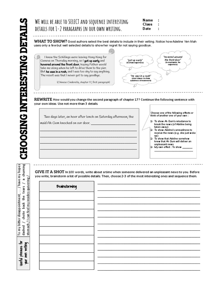 Selecting Interesting Details Chinese Cinderella Chapter 17 PDF