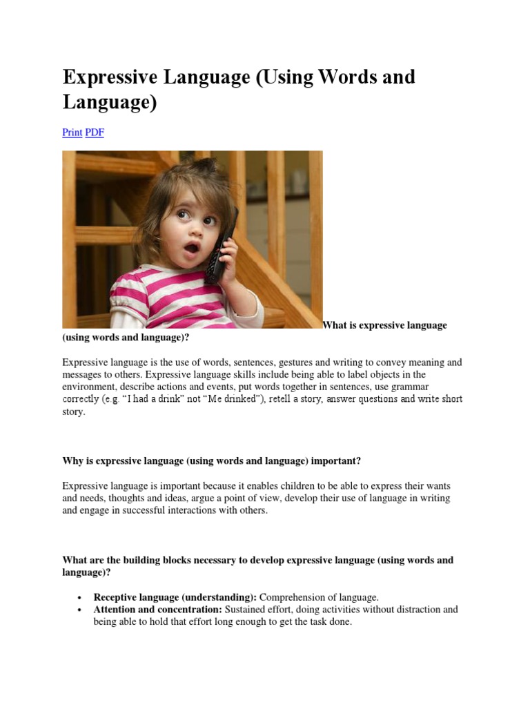 Understanding Expressive Language Skills | PDF | Speech Language ...
