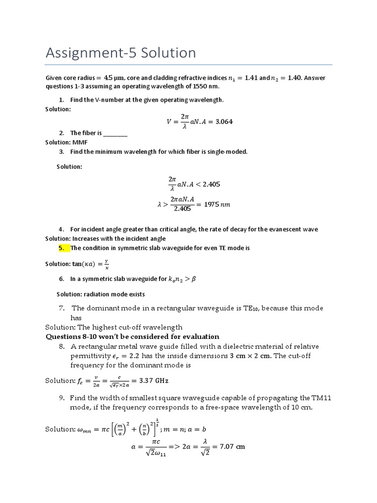 Optical fiber mode and waveguide cutoff frequencies PDF Waveguide Electrodynamics