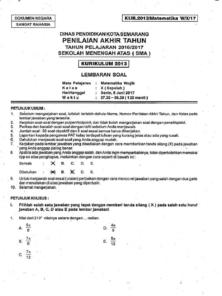 Soal Matematika Wajib Kls 10 Pdf