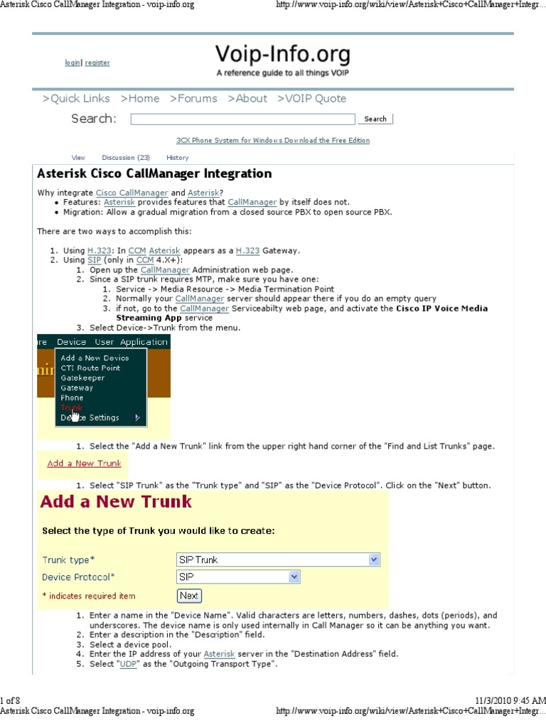 Asterisk and Cisco CallManager Setup Guide | PDF | Session Initiation ...