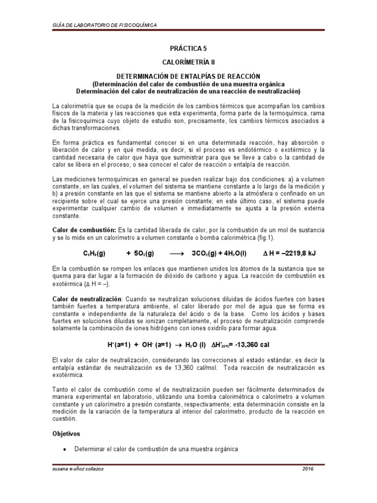 Determinación de Entalpías de Reacción PDF | PDF | Calor | Entalpía