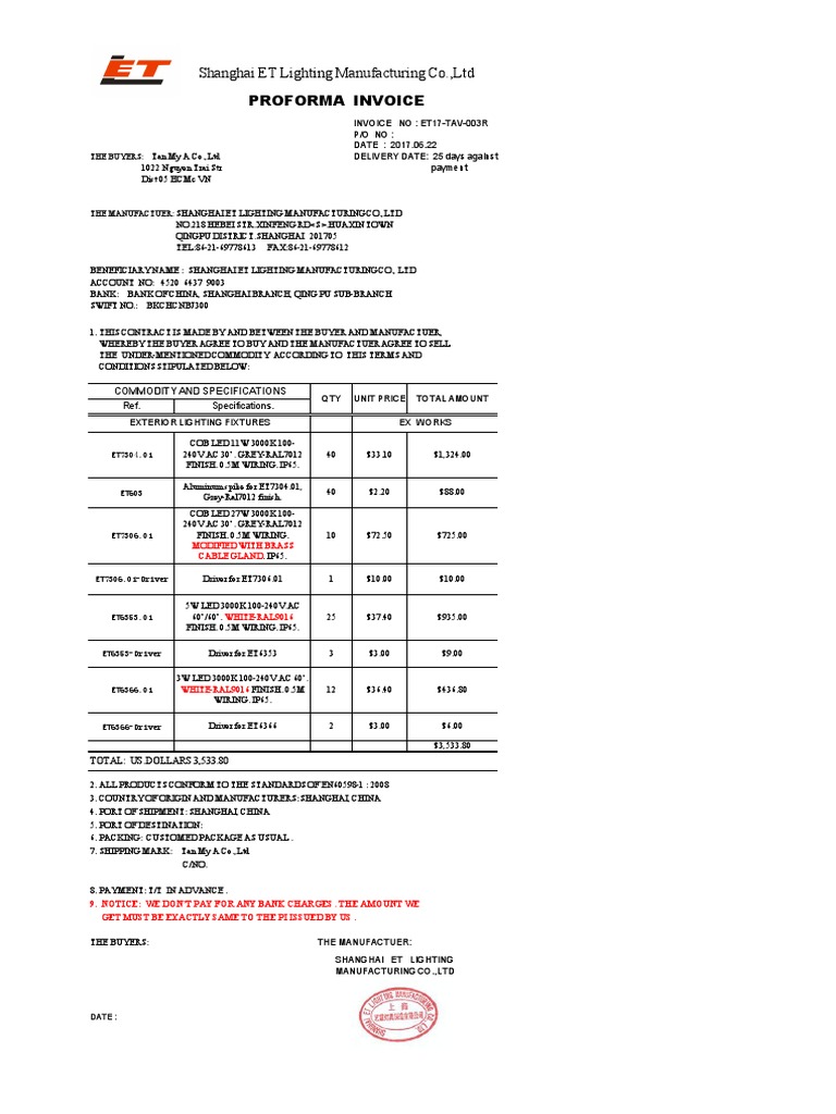 Monoblock Lighting Invoice Details | PDF | Business