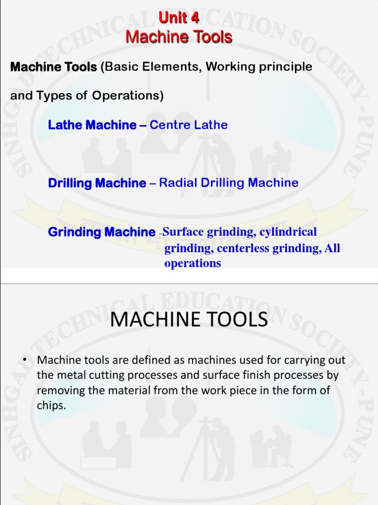 Unit 4 Machine Tools Lecture 1 | PDF | Machining | Grinding (Abrasive ...