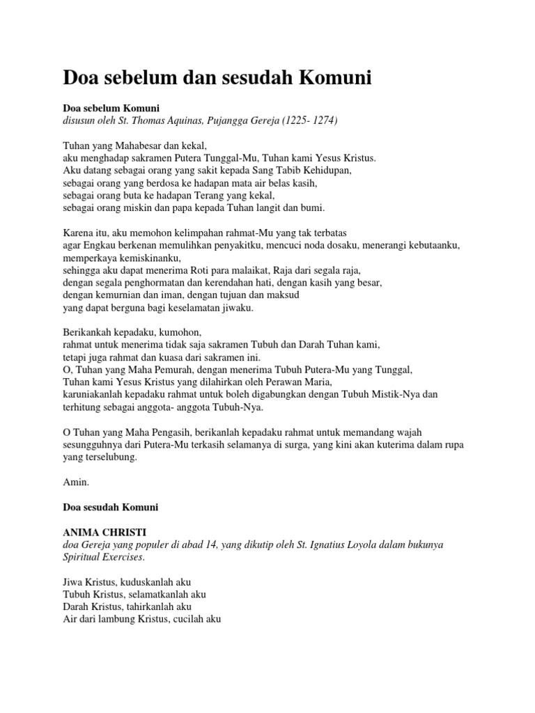 Doa Selepas Makan Roti Kudus Englshf