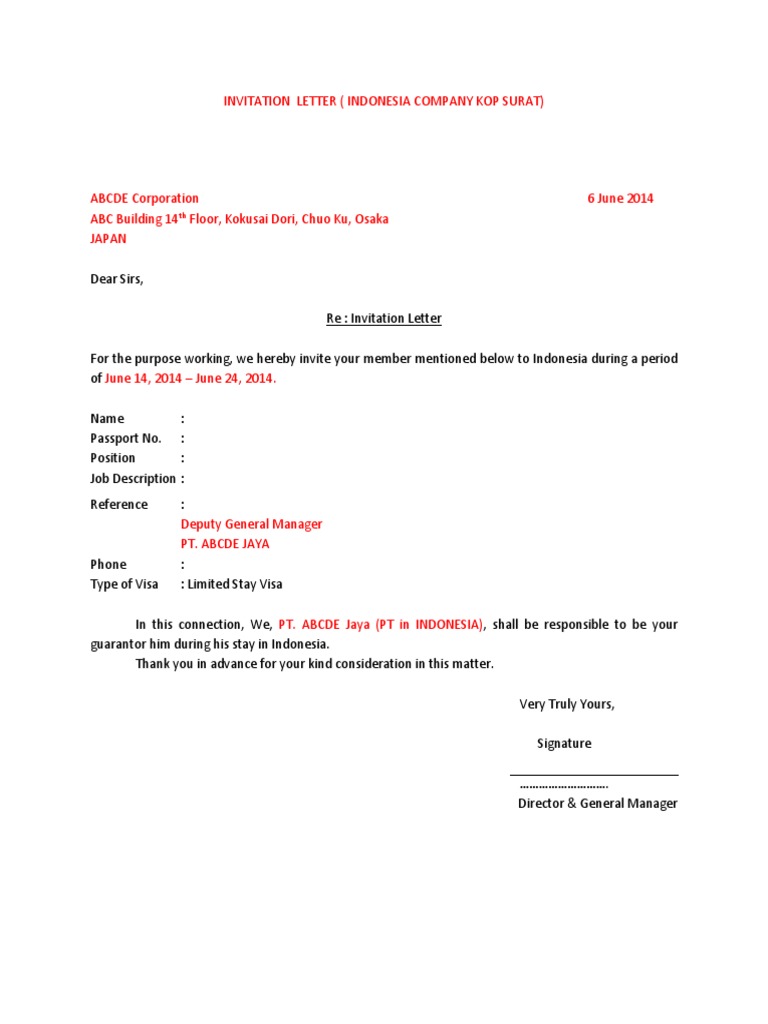 Draft Invitation & Rekomendation Letter Utk KBRI Tokyo  PDF