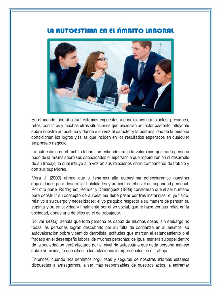 Autoestima en el Trabajo: Clave del Éxito | PDF | Psique (psicología ...