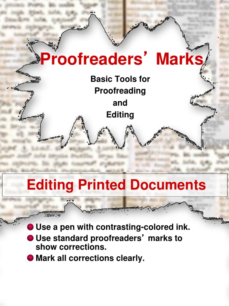 Proofreaders' Marks Basic Tools For Proofreading and Editing PDF