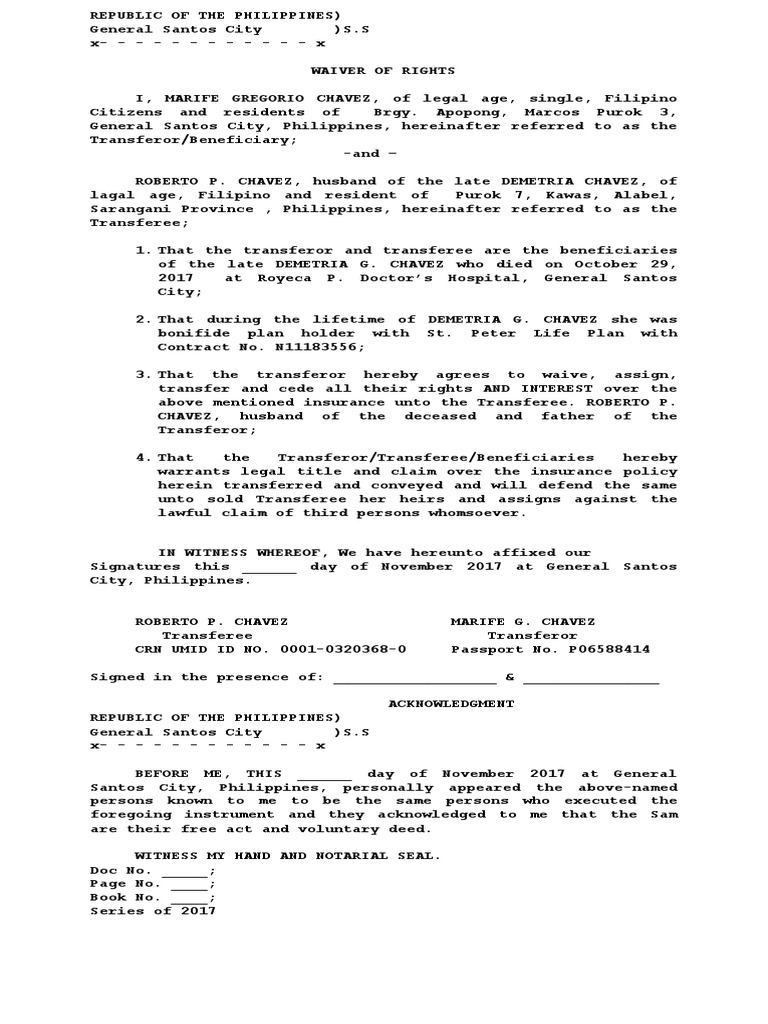 St. Peter Life Plan Rights Waiver | PDF | Politics | Social Science
