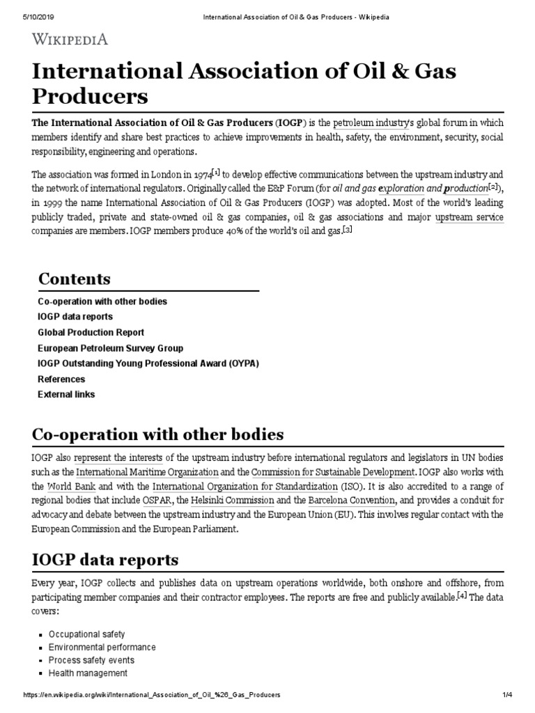 International Association of Oil & Gas Producers Fossil Fuels Petroleum