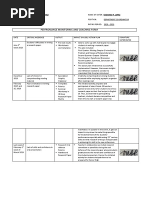 Sample Performance Monitoring and Coaching Form