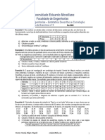 Análise estatística de exercícios sobre distribuições, regressão e probabilidades