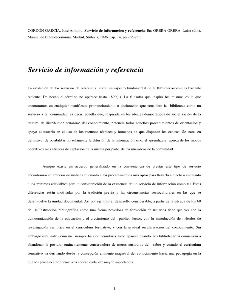 Servicio de Referencia PDF Bibliotecas Science