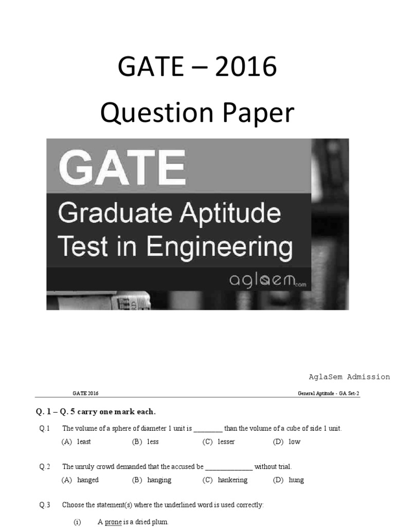 GATE 2016 - 15 Files Merged) Black PDF | PDF | Heat Exchanger | Young's ...