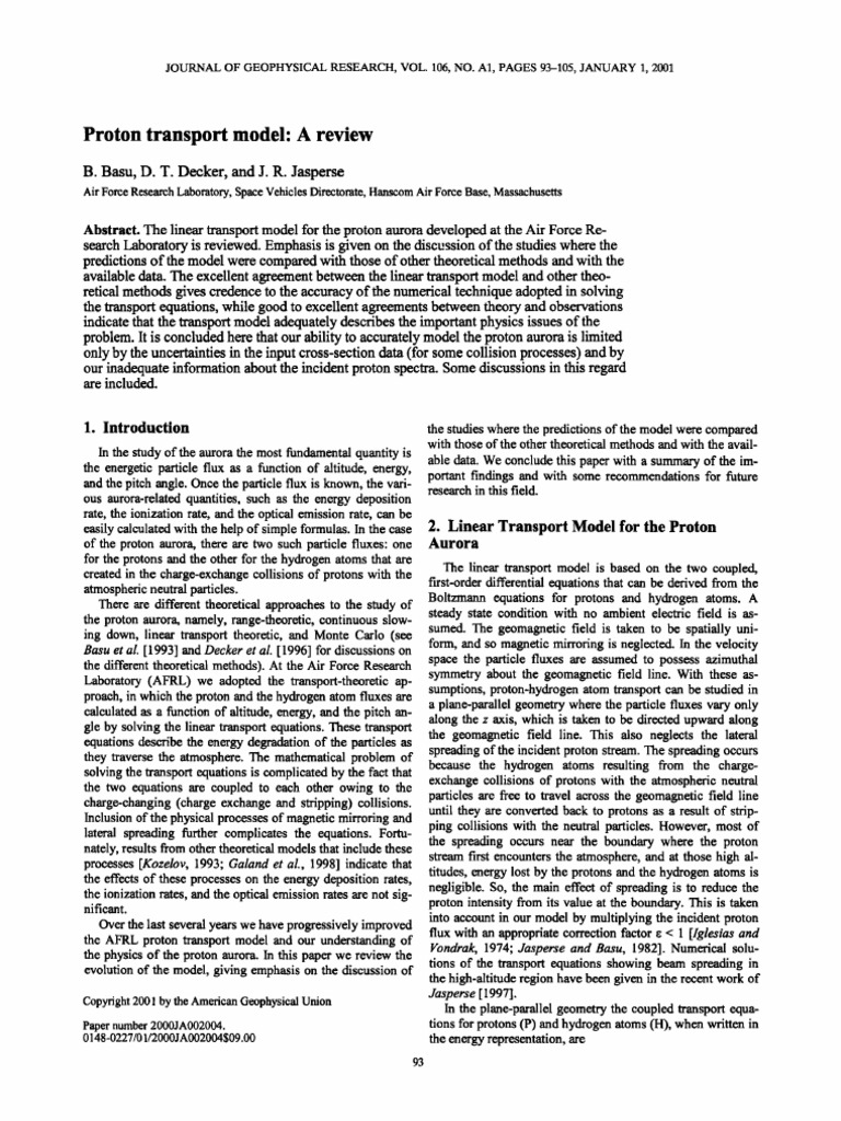 Review of Proton Transport Model | PDF | Proton | Hydrogen