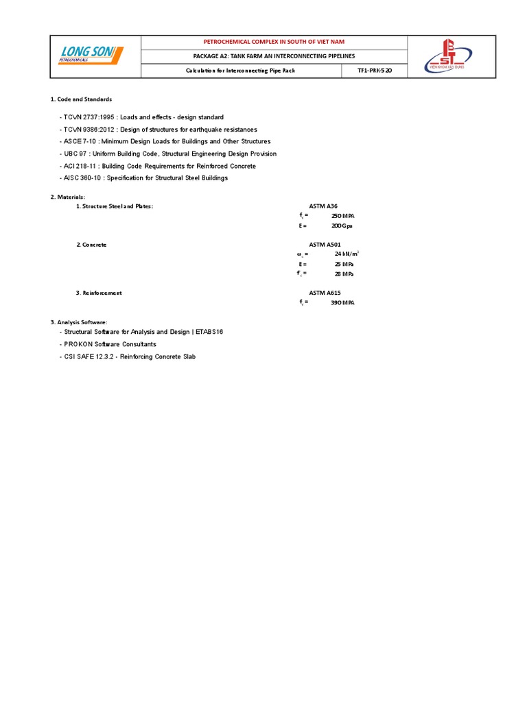 Interconnecting Pipe Rack Design Analysis | PDF | Structural Steel ...