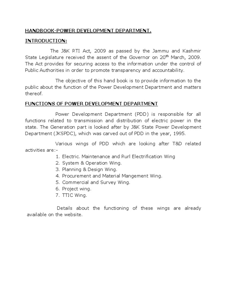 J&K Power Development Department Handbook | PDF | Transformer ...