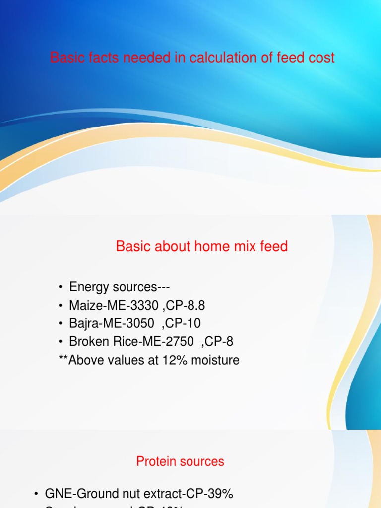 Feed Cost Calculation for Poultry Nutrition | PDF | Cooking, Food ...