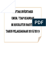 Daftar Inventaris Umum / Tiap Ruangan Mi Roudlotun Nasyi'In TAHUN PELAKSANAAN 2018/2019