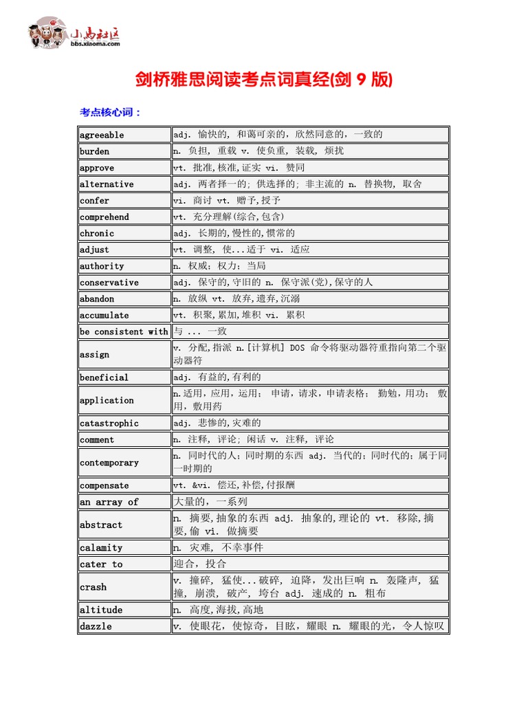 剑桥雅思阅读考点词真经 剑9版 干货词汇 Pdf