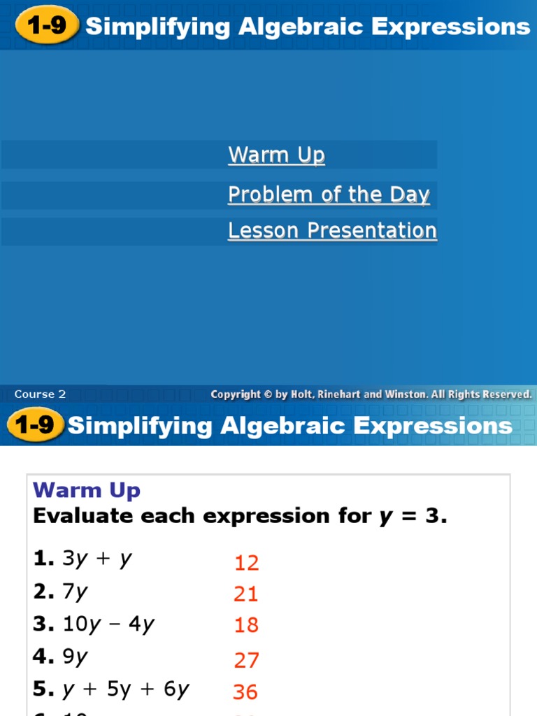 Simplifying Algebraic Expressions Guide | PDF | Exponentiation ...