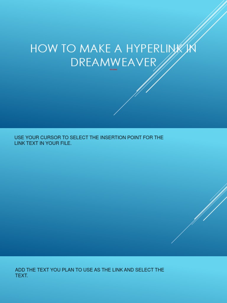 How To Make A Hyperlink in Dreamweaver PDF Hyperlink Information