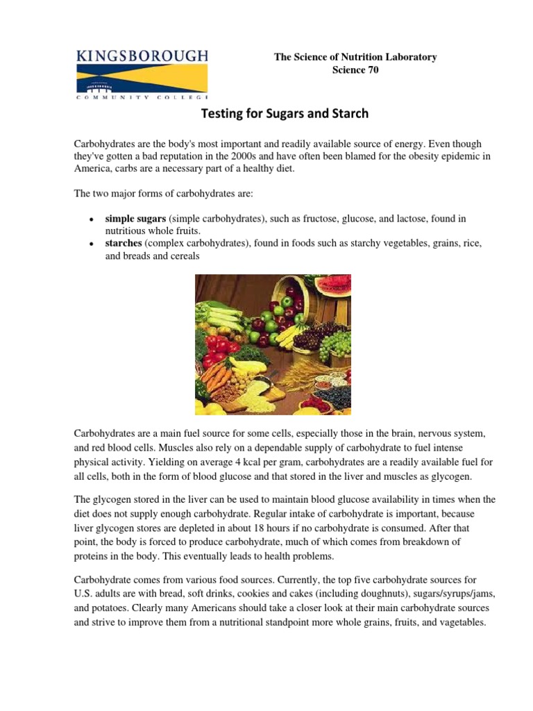 Carbohydrate Testing in Food Products | PDF | Glycogen | Carbohydrates