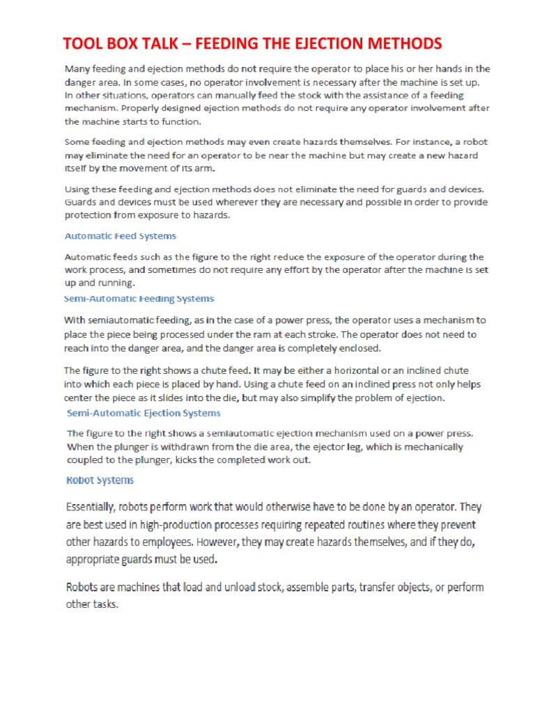 Ejection Methods Toolbox Talk Guide | PDF