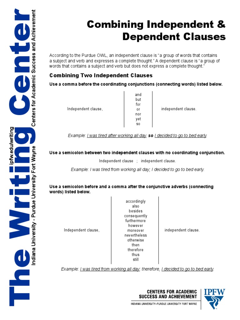 Combining Clauses Guide for Writing | PDF | Syntactic Relationships ...