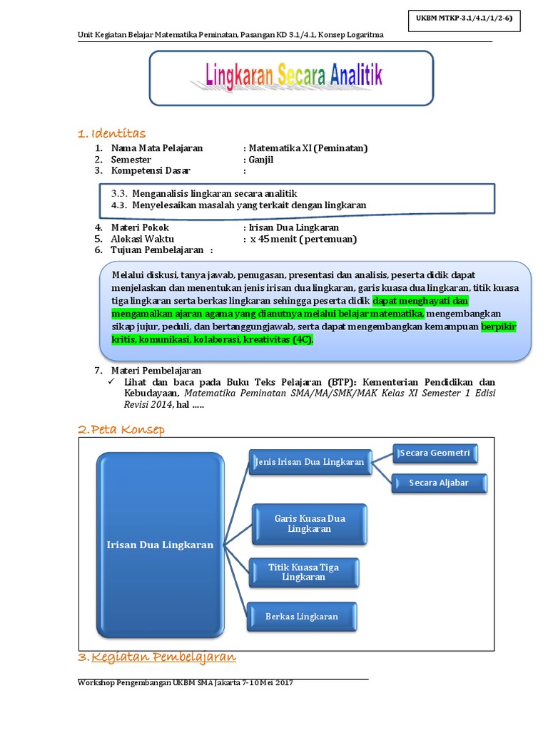 6 Ukbm Mtmn 3 3 4 3 Lingkaran Secara Analitik Docx