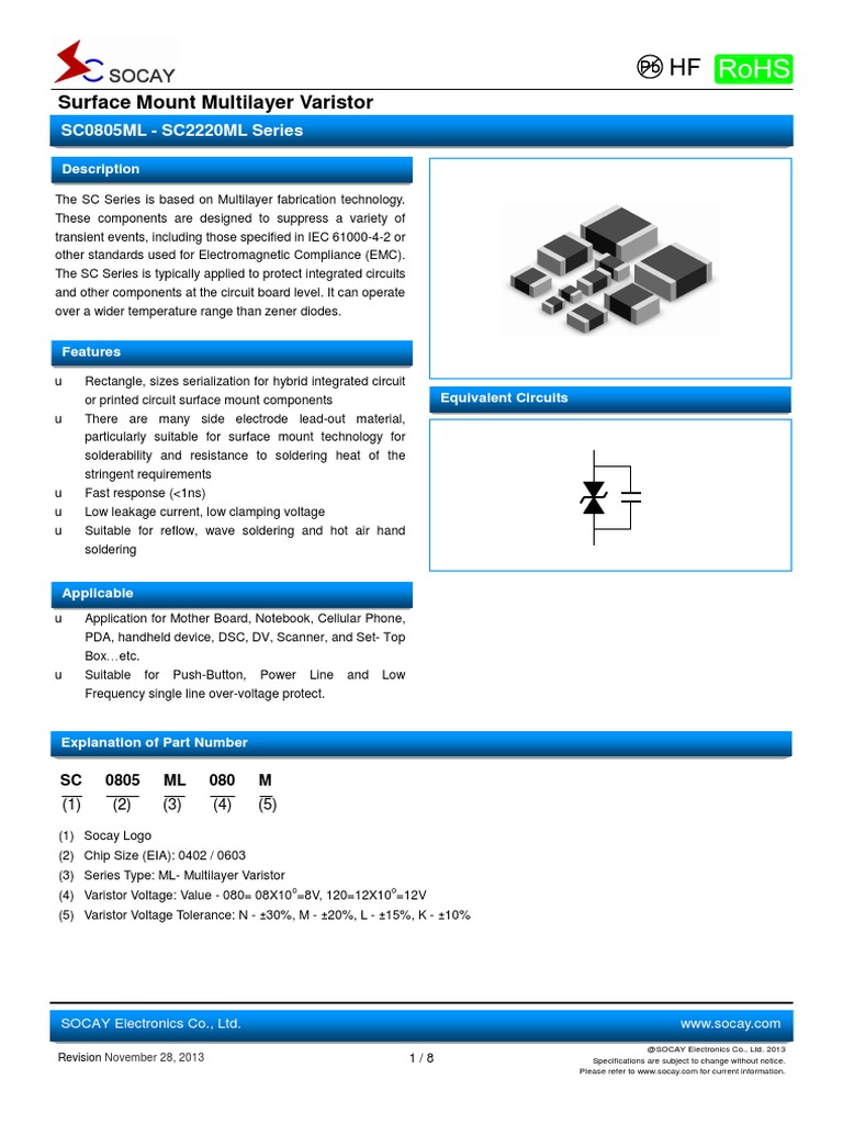 Surface Mount Multilayer Varistors for Transient Voltage Suppression ...
