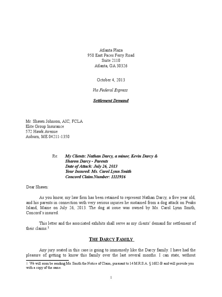 Example of Dog Bite Injury Demand Letter PDF Scar Psychological