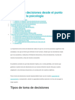 La Toma de Decisiones Desde El Punto de Vista de La Psicología