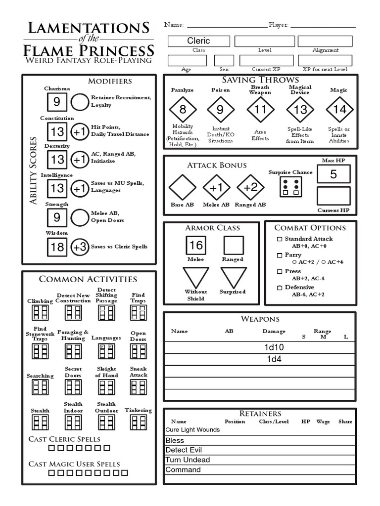 Saving Throws Cleric PDF Gaming Role Playing Games
