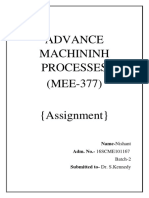 Advance Machininh Processes (MEE-377) : Name-Nishant Adm. No.-16SCME101167