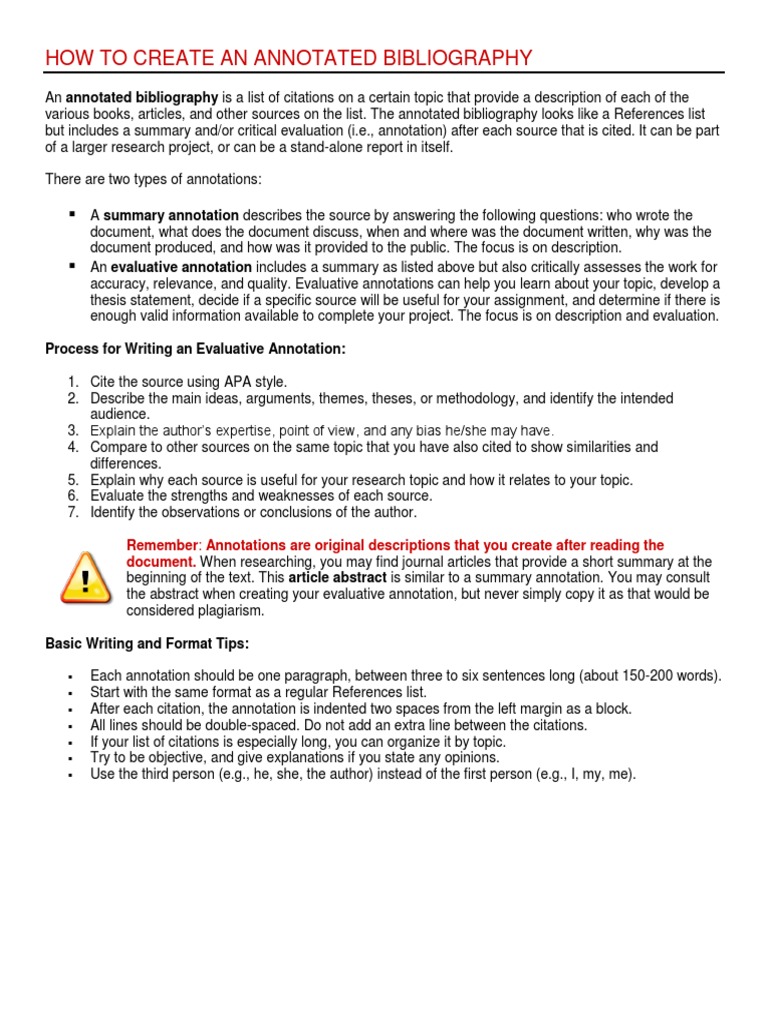 Annotated Bibliography Guide | PDF | Citation | Bibliography