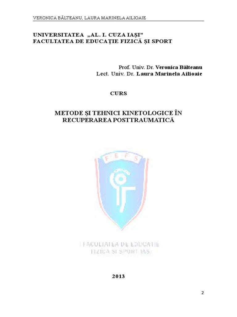 CURS Metode Si Tehnici Kinetologice in Recuperarea Posttraum | PDF